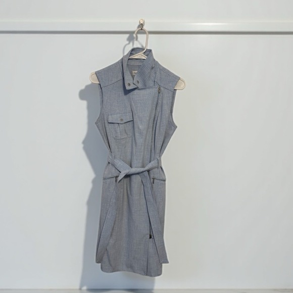 "Calvin Klein Women's White Crepe Sheath Dress Size 10 Moto Style Elegant" - Picture 3 of 7